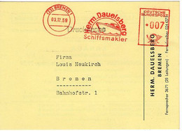 50638 - Bund - 1959 - 7Pfg. AFS A. DrucksKte. BREMEN - HERM. DAUELSBERG SCHIFFSMAKLER -> Bremen - Marittimi