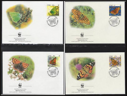 IRLANDE WWF, Papillons, Papillon, Buterflies Yvert N° 1656/9 Sur 4 Enveloppes 1er Jour. FDC - FDC