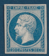 France Type Napoléon 1853/62 Essai à 20c En Bleu Sur Papier Carton Au Type II TTB - Otros & Sin Clasificación