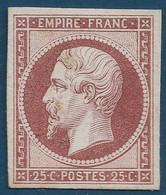 France Type Napoléon 1853/62 Essai à 25c En Bordeaux Terne Sur Papier Carton Tres épais TTB - Other & Unclassified