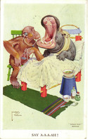 PC LAWSON WOOD, ARTIST SIGNED, SAY AAAAH, Vintage Postcard (b35377) - Wood, Lawson