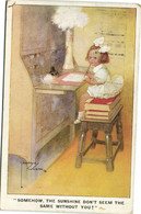 PC LAWSON WOOD, ARTIST SIGNED, SOMEHOW THE SUNSHINE, Vintage Postcard (b35396) - Wood, Lawson