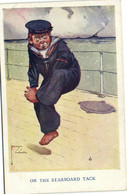 PC LAWSON WOOD, ARTIST SIGNED, ON THE STARBOARD TACK, Vintage Postcard (b35429) - Wood, Lawson