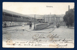 Verviers-Ouest. Ancienne Gare.  Avenue De La Gare Et Rue De La Station. Tram 63 Et Passants. 1905 - Verviers