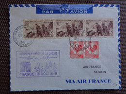 LETTRE REOUVERTURE DE LA LIGNE 11 JUIN 1946 FRANCE - INDOCHINE - 1921-1960: Moderne