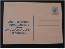 4F50 Anschriftande-rungsanzeige / Avis De Changement D'adresse Entier Postal Stationery Card Belgique (ref 216) - Avis Changement Adresse