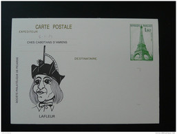 80 Somme Amiens Marionnette Puppet Cabotans Entier Postal Tour Eiffel Cheffer Stationery Card - Puppets