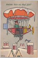 Zeppelin Im Winter/Neujahrskarte, Farb. Künstlerkarte Munk Nr. 514 Gelaufen 1910 - Covers