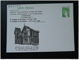 92 Courbevoie Centenaire Pavillon De Norvège Expo Universelle 1878 Entier Postal Sabine De Gandon Stationery Card - 1878 – Paris (Frankreich)
