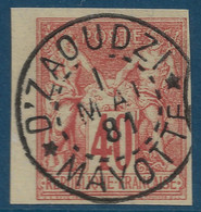 France Colonies Françaises Mayotte 1881 TP N°27 40 C Orange Obl Dateur De DZAOUDZI / MAYOTTE Superbe - Used Stamps