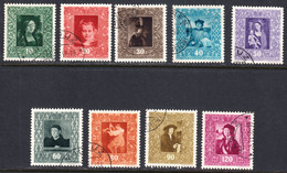 Liechtenstein 1949, Cancelled, Sc# 227-235, Yt 232-240, Zu 217-225 - Gebraucht