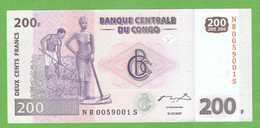 CONGO D.R. 200 FRANCS 2007  G&D  P-99a  UNC - República Democrática Del Congo & Zaire