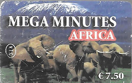 -CARTE-PREPAYEE-7,5€-MEGA MINUTES- Troupeau D-ELEPHANTS-2010-Etat Usagé Rayures- Gratté-RARE - Jungle