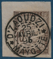 France Colonies Françaises Mayotte 1895 TP TAXE N°19 10 C Brun CDfeuille Obl Dateur De DZAOUDZI / MAYOTTE Superbe - Usati