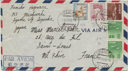 LETTRE AFFRANCHIE N°511 - 535 -566 -+ PA N° 24 X2 - OBLITEREE CAD SHIZUOKA- 1959 - Covers & Documents