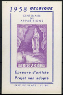 België E76 - Lourdes - Franse Tekst - Kleurproef - Epreuve De Couleur - Paars - Commemorative Labels