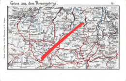 Litho Landkarte AK Riesengebirge Schmiedeberg Sahlenbach Petersdorf Hermsdorf Klein Aupa Grenzbauden Giersdorf Märzdorf - Schlesien