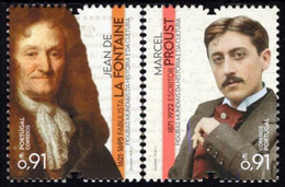 Portugal 2021, Famous Writers - Jean De La Fontaine And Marcel Proust, MNH Stamps Set - Unused Stamps