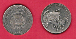 DOMINICAN REPUBLIC   25 CENTAVOS 1989 (KM # 71) #6450 - Dominicaine