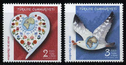 Türkiye 2021 Mi 4634-4635 MNH Tolerance And Affection, Heart, Pigeon, Animals (Fauna), Birds, Globe - Nuovi