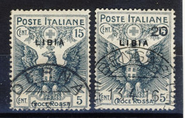 1915-16 - Croce Rossa 2 Valori Usati Con Leggeri Ma Visibili Annulli Originali - Libië