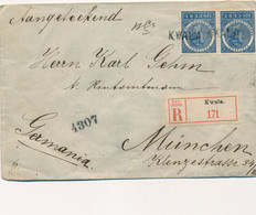 Nederlands Indië - 1908 - 2x 12,5c Veth In Paar Op R-cover Van L KWALA Via Medan Naar München / Deutschland - Nederlands-Indië