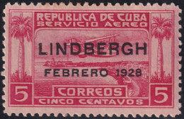 1928-157 CUBA REPUBLICA MH 1928 AIR MAIL SURCHARGE CHARLES LINDBERGH. - Unused Stamps