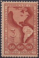 1944-160 CUBA REPUBLICA 1944 CENT PRIMER SELLO AMERICANO BRAZIL BRASIL ORIGINAL GUM. - Nuovi