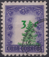 1952-473 CUBA REPUBLICA 1952 3c CHRISTMAS TREE NAVIDAD ERROR DISPLACED CENTER USED. - Unused Stamps
