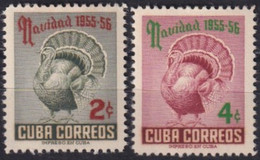 1955-324 CUBA REPUBLICA MH 1955 CHRISTMAS TREE NAVIDAD TURKEY PAVO. - Unused Stamps