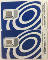 USA : 2 GSM Chip Cards :   AT&T + VERIZON  Blue Circles   MINT - Cartes à Puce