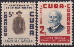 1955-325 CUBA REPUBLICA MH 1955 GENERAL FRANCISCO CARRILLO INDEPENDENCE WAR. - Unused Stamps
