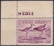 1956-420 CUBA REPUBLICA 1956 MNH 2$ PLATE NUMBER AVES PAJAROS OISEAUX BIRD. - Unused Stamps