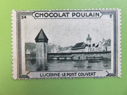 Vignette Chocolat Poulain - Série "Suisse" - N° 54E - Lucerne - Le Pont Couvert - Poulain