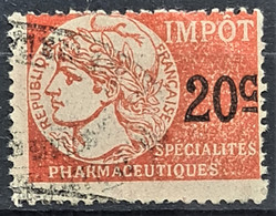 FRANCE 1918 - Canceled - YT 3 - IMPÔT SUR LES SPÉCIALITÉS PHARMACEUTIQUES 20c - Sonstige & Ohne Zuordnung