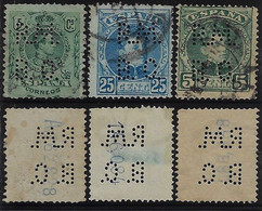 Spain 3 Stamp with Perfin R.M./B.C. By Germany Royal Malaga Bodega Company Wine Drink Grape - Vins & Alcools