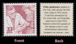 USA 1999 MiNr. 3123 Celebrate The Century 1950s  Polio Vaccination Health  Medicine 1v MNH ** 0,80 € - Médecine