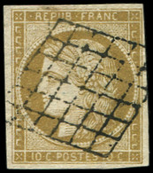 1    10c. Bistre-jaune, Oblitéré GRILLE, TB - 1849-1850 Ceres