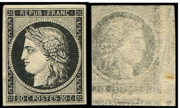 ** EMISSION DE 1849 - 3a   20c. Noir Sur Blanc, Impression RECTO-VERSO, TTB. C - 1849-1850 Ceres