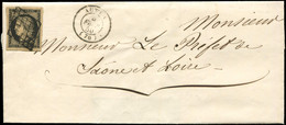Let EMISSION DE 1849 - 3    20c. Noir Sur Jaune, Marges énormes, Obl. GRILLE S. LSC, Càd T15 AUTUN 4/2/50, Superbe - 1849-1876: Classic Period