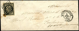 Let EMISSION DE 1849 - 3    20c. Noir Sur Jaune, Collé Au Pain à Cacheter, Obl. GRILLE S. Env., Càd T15 MONTPELLIER 1/7/ - 1849-1876: Classic Period