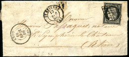 Let EMISSION DE 1849 - 3a   20c. Noir Sur Blanc, Obl. GRILLE S. LAC, Càd T15 ST ETIENNE 17/2/50, Passage ROANNE 18/2, LY - 1849-1876: Classic Period