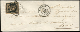 Let EMISSION DE 1849 - 3b   20c. Noir Sur CHAMOIS, Obl. GRILLE S. Env., Càd T15 RENNES 29/6/50, TB - 1849-1876: Classic Period
