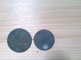 Böhmen Und Mähren, 2 Münzen, 1 Koruna Von 1942 Und 20 Heller Von 1943. - Numismatiek