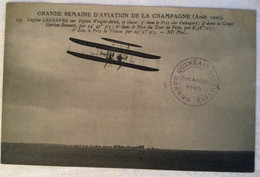 Grande Semaine D’aviation De La CHAMPAGNE Août 1909 Eugène Lefebvre Sur Biplan Wright-Arirl - Fliegertreffen