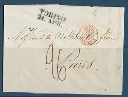 1847 - Lettre De Crédit Gme. Mestrezat & Cie 21/4/1847 Entrée Sard 3 Pt De B. Turin >>>>Rothschild Paris (3 Scans) - Marques D'entrées