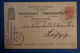 AM10 SUOMI BELLE CARTE    1896 HELSINSKI   POUR LEIPZIG GERMANY++ AFFRANCH. PLAISANT - Storia Postale