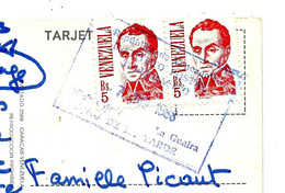 2 Timbres En Paire - Vénézuéla - Sur Carte Postale - Venezuela