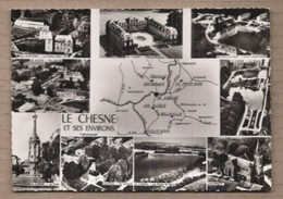 CPSM 08 - LE CHESNE Et Ses Environs - TB CP Multivue + Carte Géographique Au Centre - Le Chesne