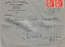 GUINGAMP - Enveloppe Et Courrier De "L'Hôtel Du Commerce Et De La Poste" De Maurice GAULARD De Février 1940 +1 Photo - Guingamp